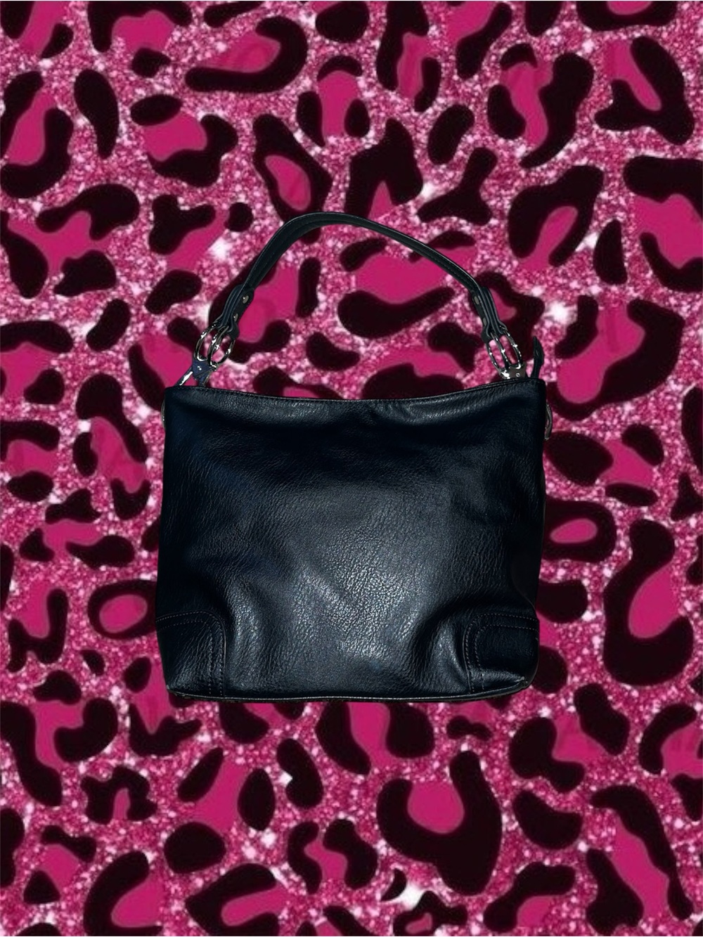 Classic Black Leather Shoulder Bag